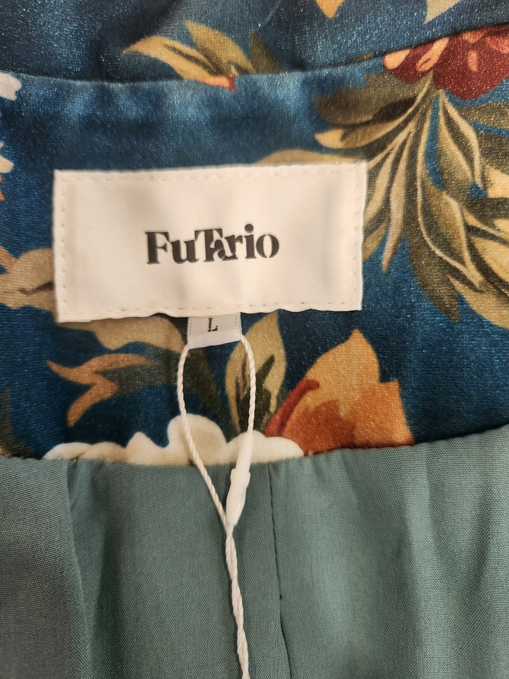 Futario Floral Velvet Tailored Blazer Jacket - Teal - Picture 6 of 14